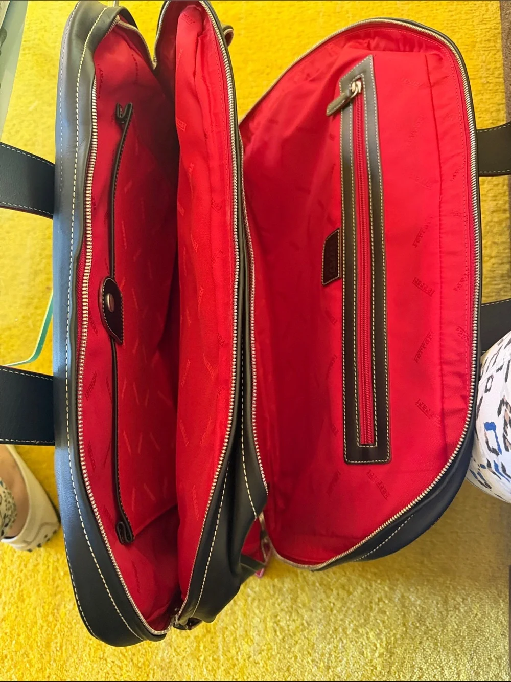 Ferrari Black Duffel with Red Trim and Yellow Emblem